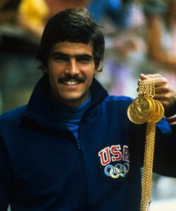 Mark Spitz Holding Five Gold Medals